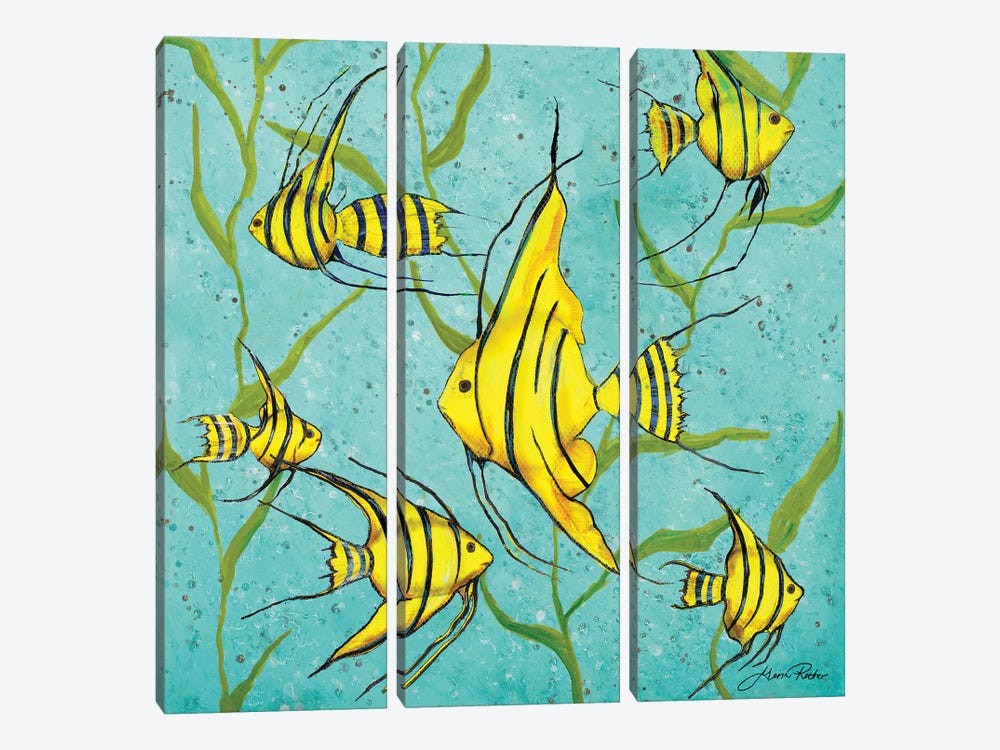 School Of Fish III by Gina Ritter 3-piece Canvas Art Print