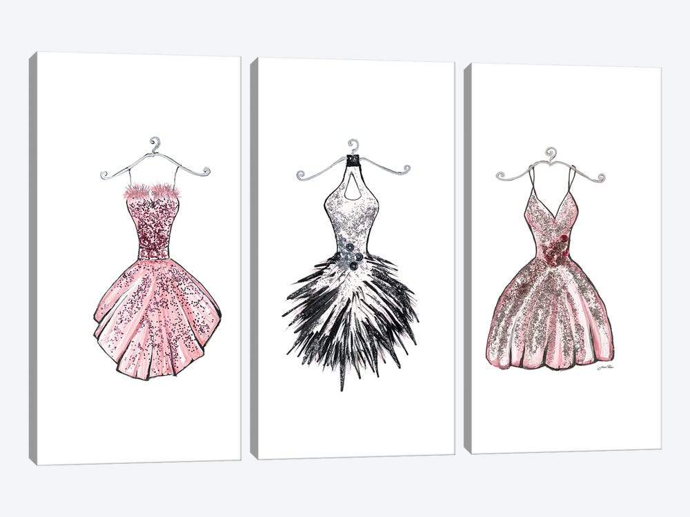 Sparkling Dress Trio by Gina Ritter 3-piece Canvas Wall Art