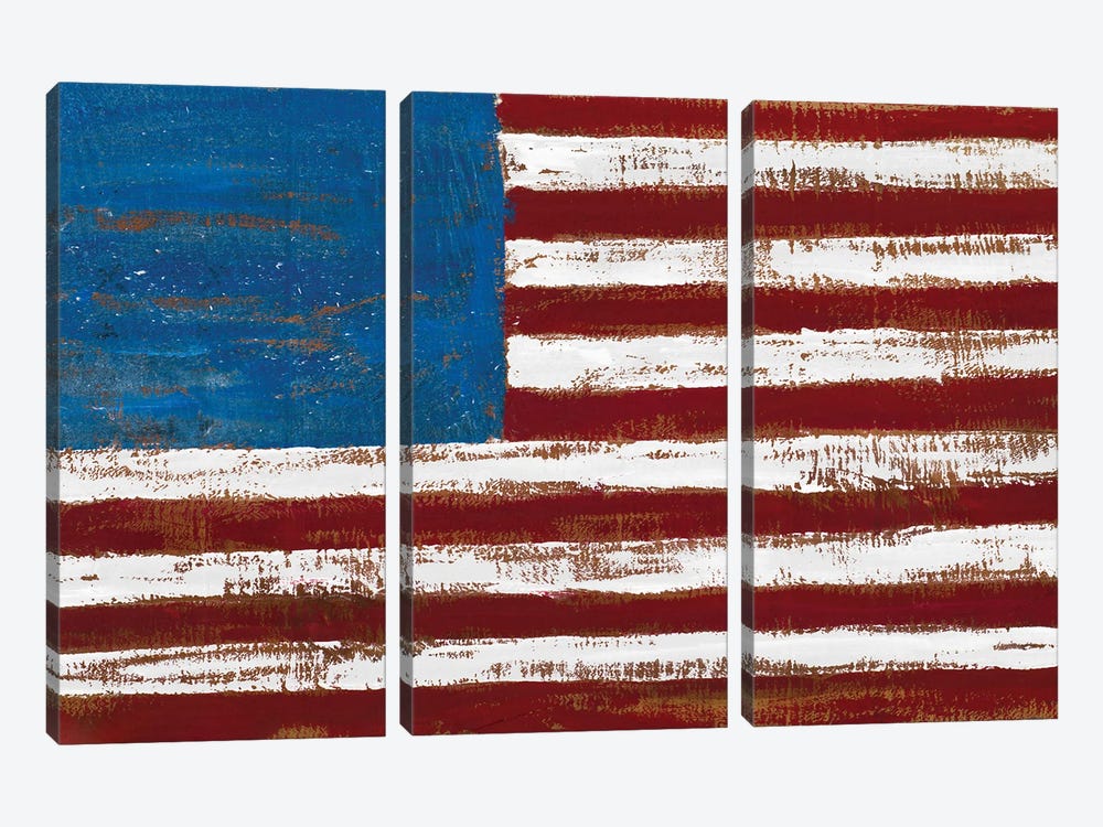 Artistic American Flag by Gina Ritter 3-piece Canvas Art