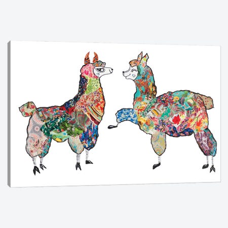 Happy Llamas Canvas Print #RTR79} by Gina Ritter Canvas Artwork
