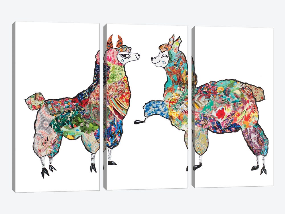 Happy Llamas by Gina Ritter 3-piece Canvas Print
