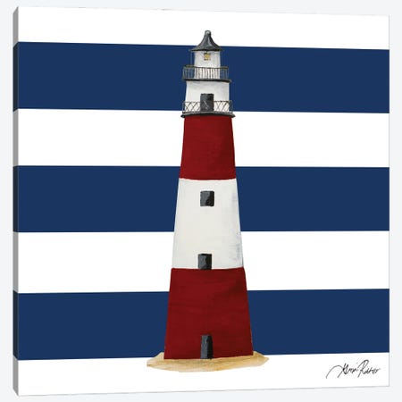 Nautical Stripe Lighthouse Canvas Print #RTR81} by Gina Ritter Canvas Art Print