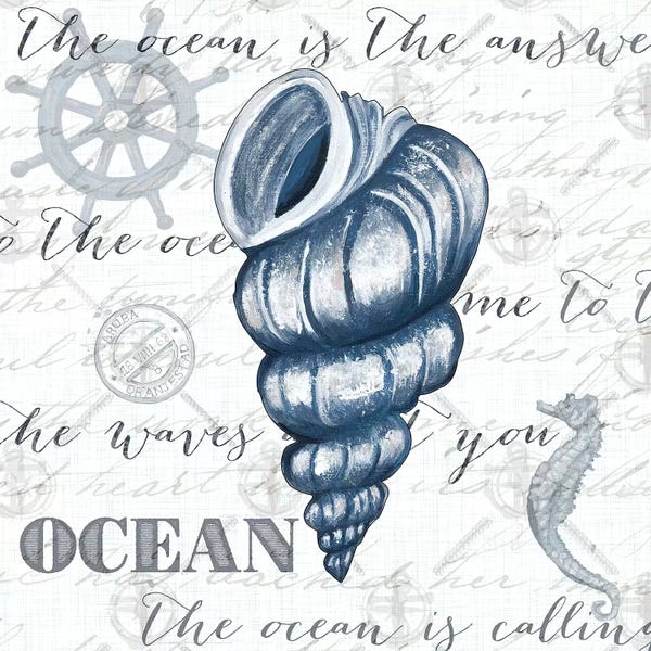 Sea Shells: Indigo Shell III by Gina Ritter