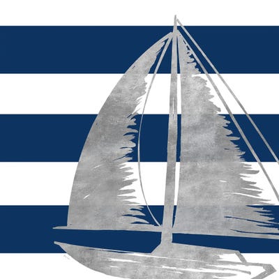 Silver Coastal On Blue Stripe IV by Gina Ritter art print