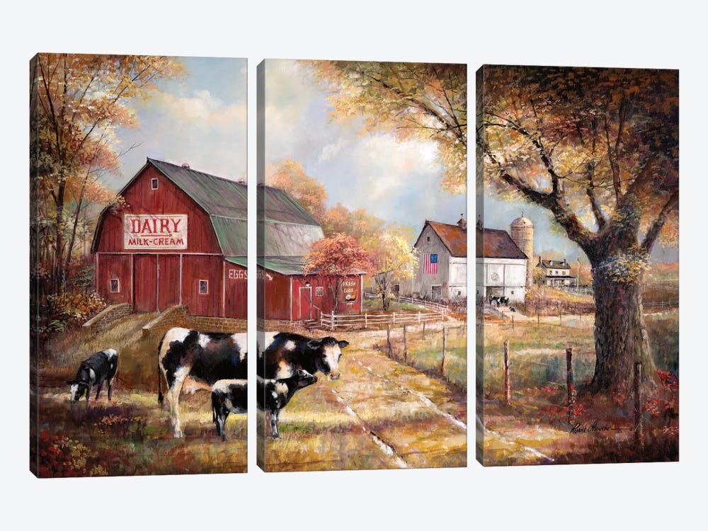 Memories On The Farm by Ruane Manning 3-piece Canvas Wall Art