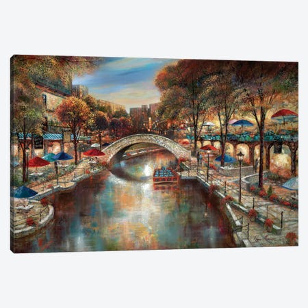 Evening On The Canal Canvas Print #RUA109} by Ruane Manning Art Print