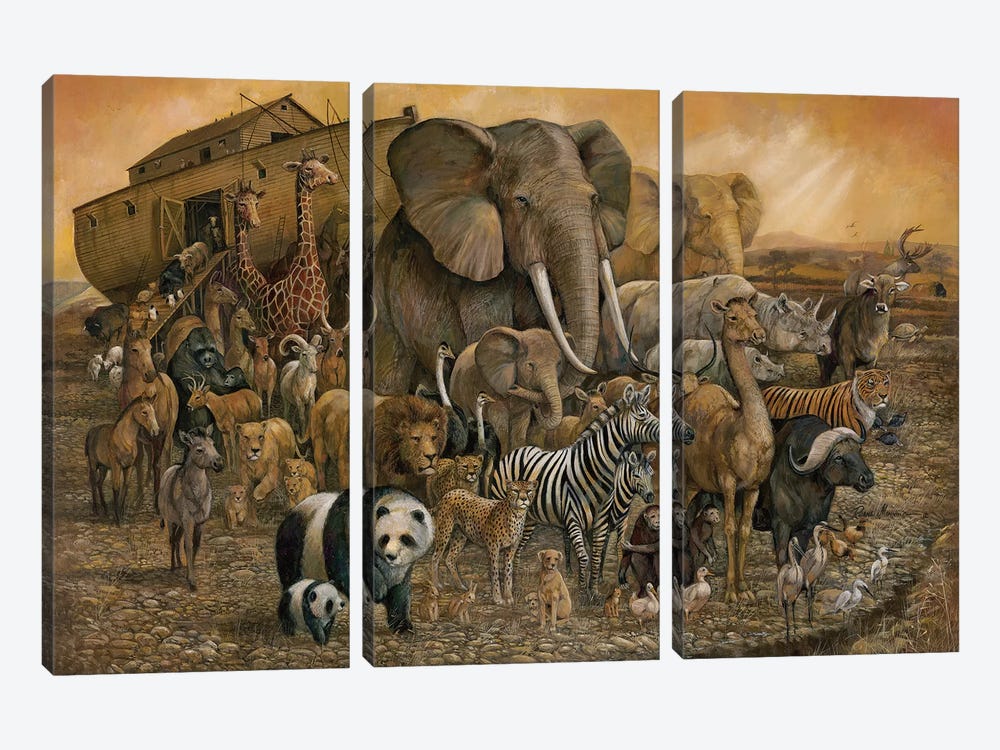 Noah's Ark by Ruane Manning 3-piece Canvas Wall Art