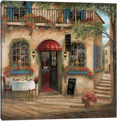 Centro Piazza Café Canvas Art Print - Stairs & Staircases