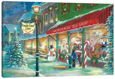 Candy Cane Lane Canvas Art Print - Christmas Art