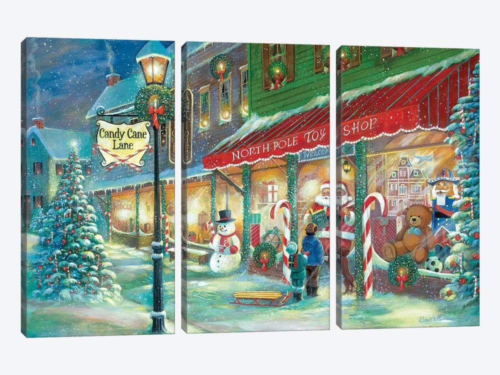 Candy Cane Lane by Ruane Manning 3-piece Canvas Art Print