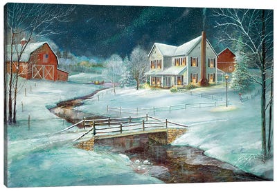 Winter Serenity Canvas Art Print - River, Creek & Stream Art