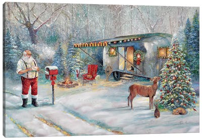 Santa's Hideaway Canvas Art Print - Christmas Scenes