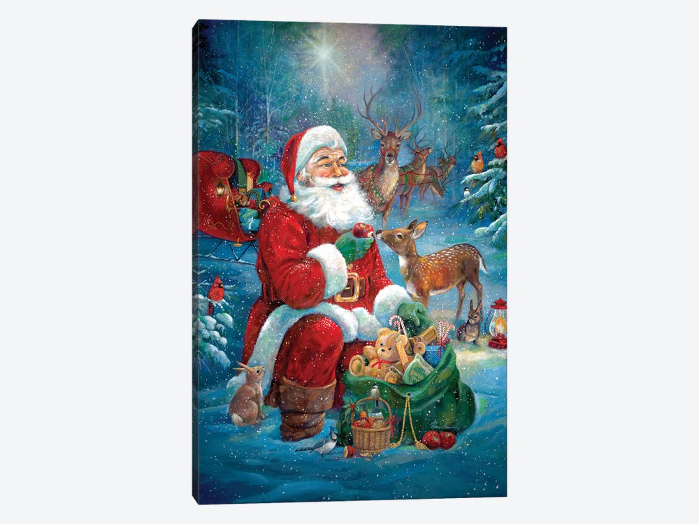 Santa's Woodland Friends by Ruane Manning 1-piece Canvas Print