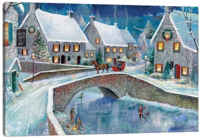 Warm Winter Wonderland Canvas Art Print - Village & Town Art