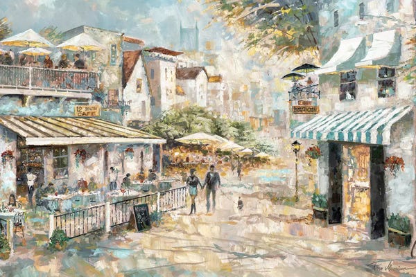 Detailed Oil Painters: Rooftop Café by Ruane Manning