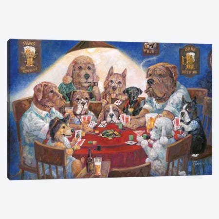 Poker Dogs Canvas Print #RUA149} by Ruane Manning Canvas Art Print