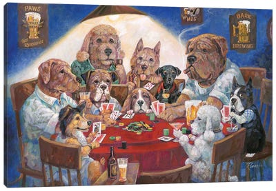 Poker Dogs Canvas Art Print - Hobby & Lifestyle Art