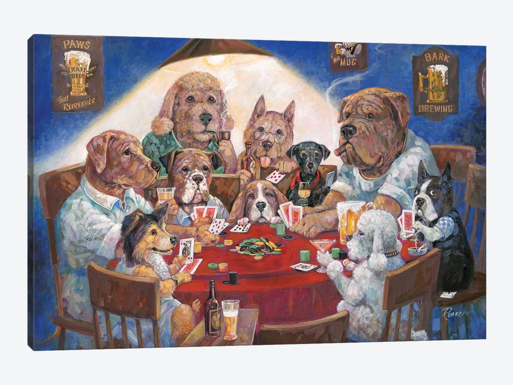 Poker Dogs by Ruane Manning 1-piece Canvas Wall Art