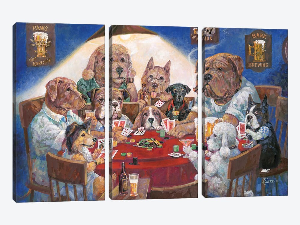 Poker Dogs by Ruane Manning 3-piece Canvas Wall Art