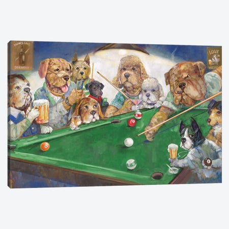 Pool Dogs Canvas Print #RUA150} by Ruane Manning Canvas Art