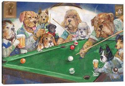 Pool Dogs Canvas Art Print - Man Cave Decor