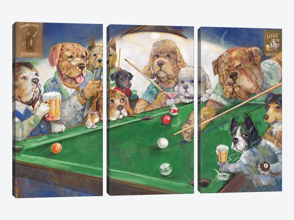 Pool Dogs by Ruane Manning 3-piece Canvas Art