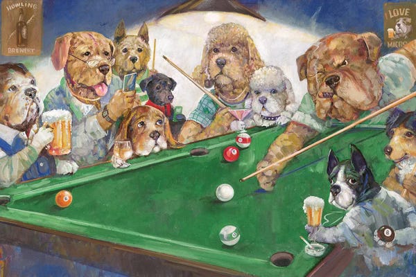 Animal Humor: Pool Dogs by Ruane Manning