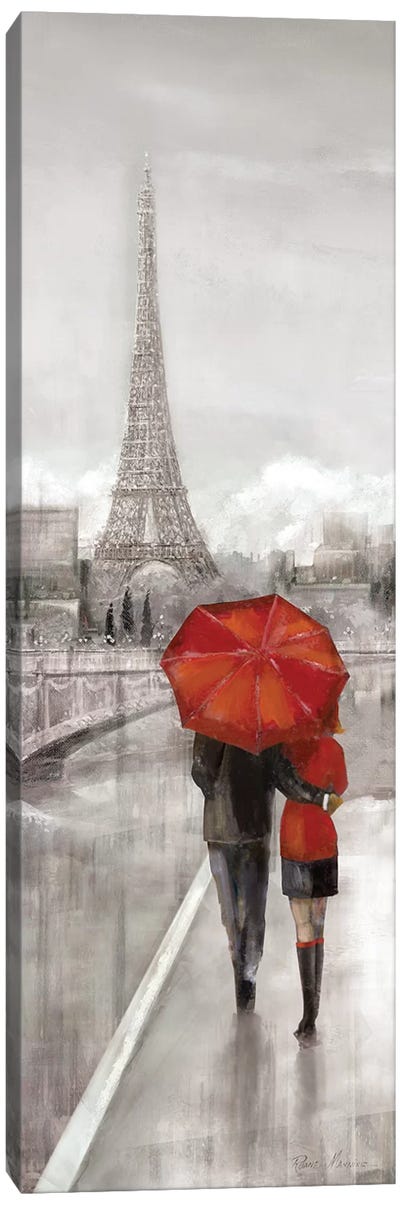 Paris Stroll Canvas Art Print - Umbrella Art