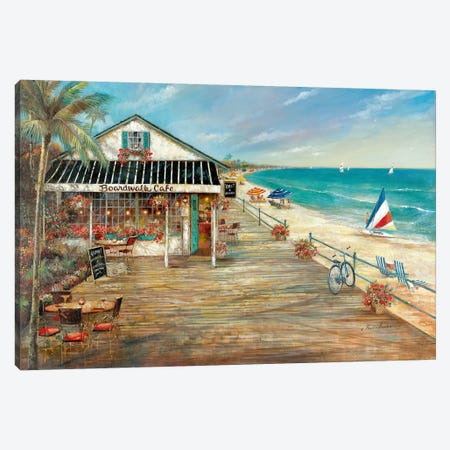 Boardwalk Café Canvas Print #RUA162} by Ruane Manning Canvas Art Print