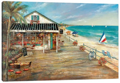 Boardwalk Café Canvas Art Print - Coastal Art