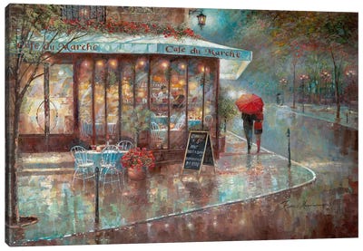 Café du Marche Canvas Art Print - Paris Art