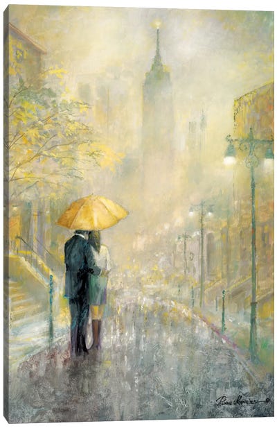 City Romance I Canvas Art Print - Black, White & Yellow Art