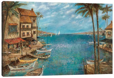 Mediterranean Splendor Canvas Art Print - Coastal Village & Town Art