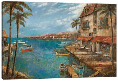 My Favorite Pub Canvas Art Print - Coastal Village & Town Art