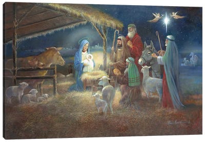 A Child Is Born Canvas Art Print - Religious Christmas Art