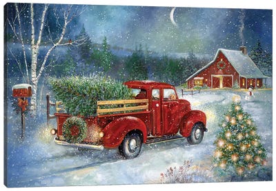 Christmas Delivery Canvas Art Print - Christmas Trees & Wreath Art