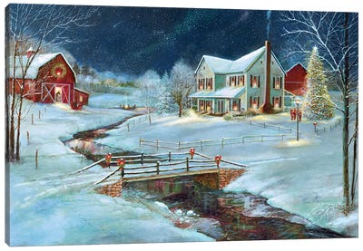 Christmas on the Farm Canvas Art Print - Large Christmas Art
