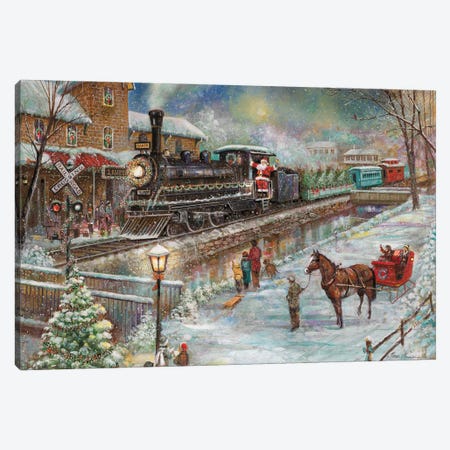 Christmas Train Canvas Print #RUA209} by Ruane Manning Canvas Art