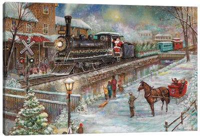 Christmas Train Canvas Art Print - Carriage & Wagon Art