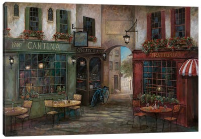 Courtyard Ambiance Canvas Art Print - Traditional Living Room Art
