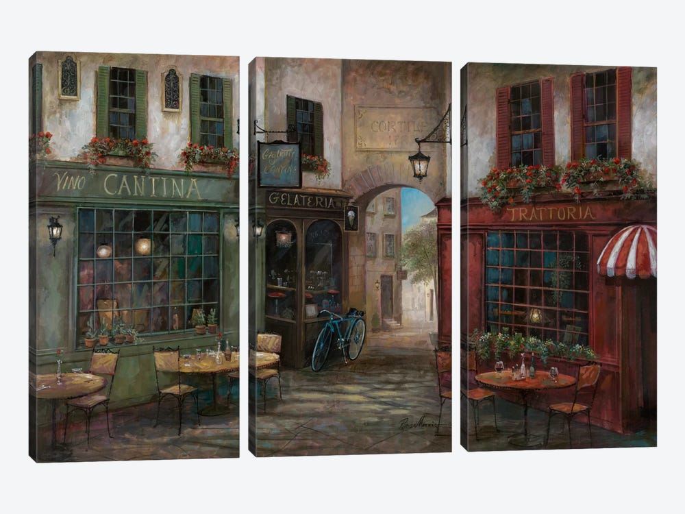 Courtyard Ambiance by Ruane Manning 3-piece Canvas Wall Art