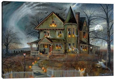Haunted House Canvas Art Print - Ghosts