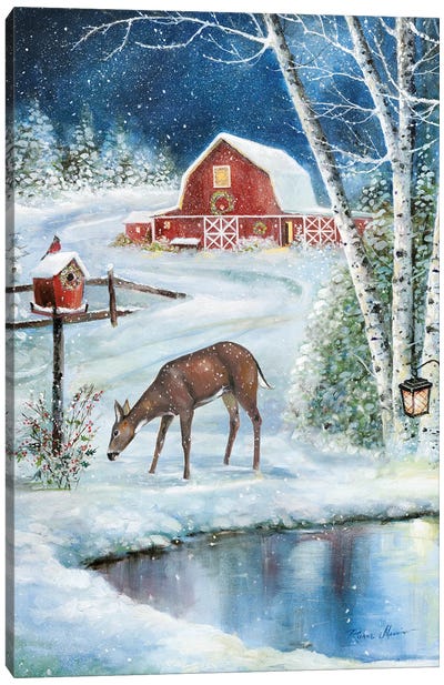 Holiday Skating Canvas Art Print - Barns