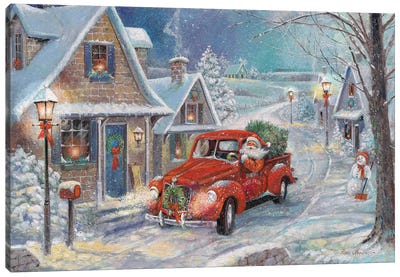 Santa's Tree Farm Canvas Art Print - Christmas Scenes