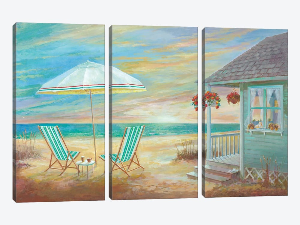 Beach Cottage by Ruane Manning 3-piece Canvas Print