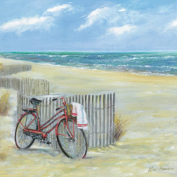 Large Coastal Art - Canvas Prints: Bike to the Beach by Ruane Manning