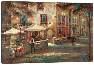 Courtyard Café Canvas Art Print - Rain Inspired