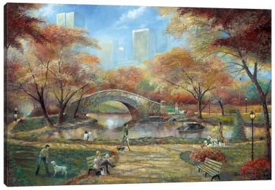Dog Park Canvas Art Print - City Park Art