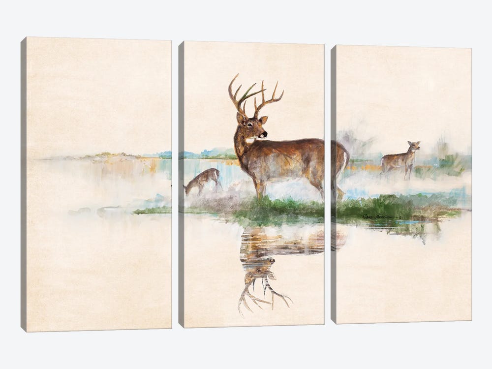 Misty Deer by Ruane Manning 3-piece Canvas Art Print