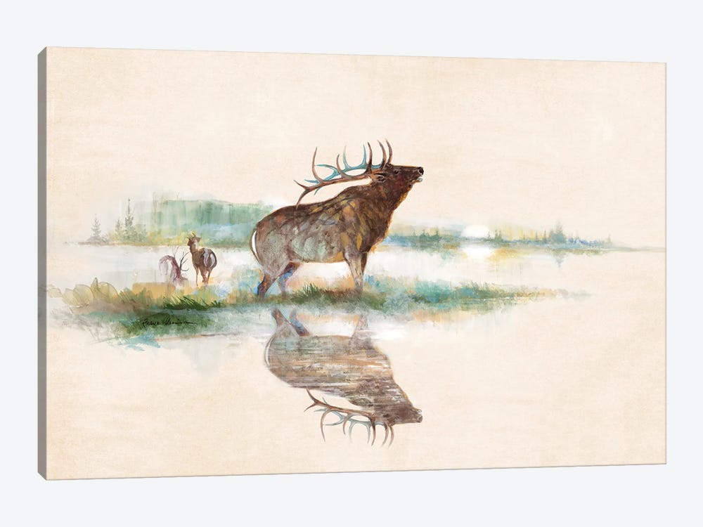 Misty Elk by Ruane Manning 1-piece Canvas Art